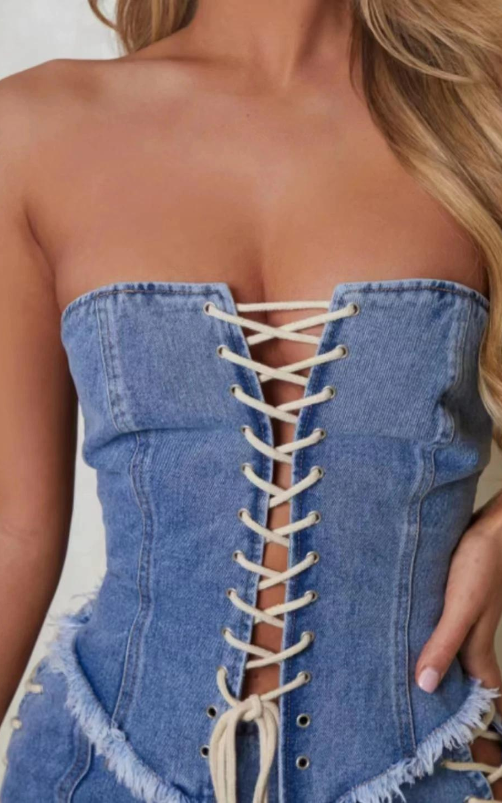Corset en Jean Combinaison Bleu Marine