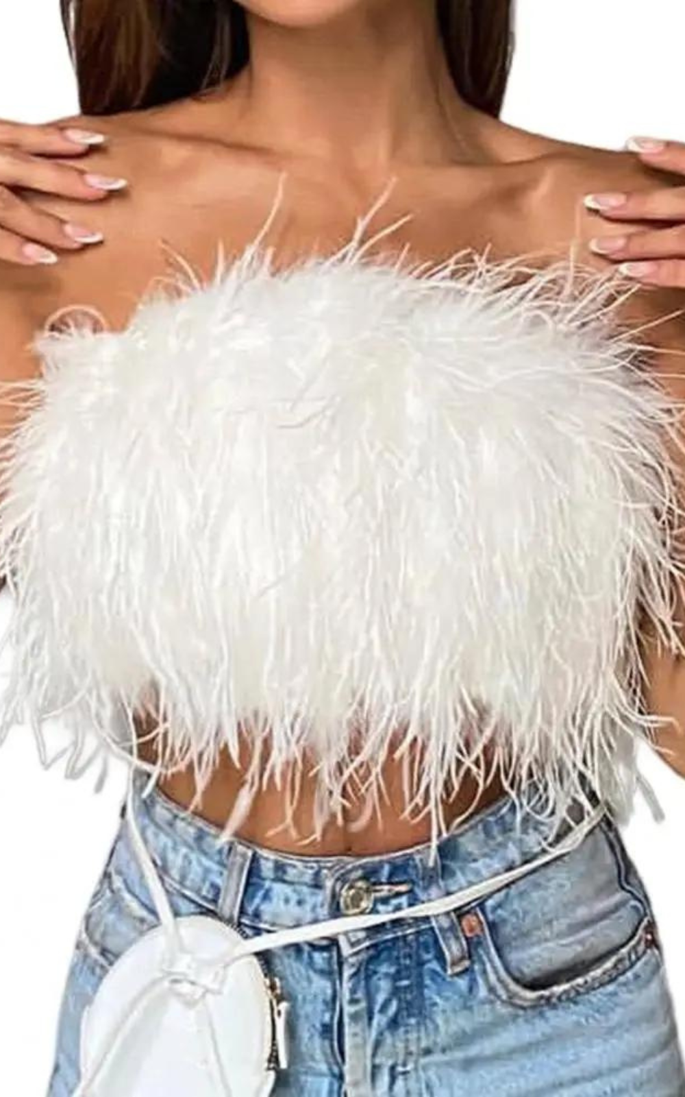 Corset Blanc Plume Femme