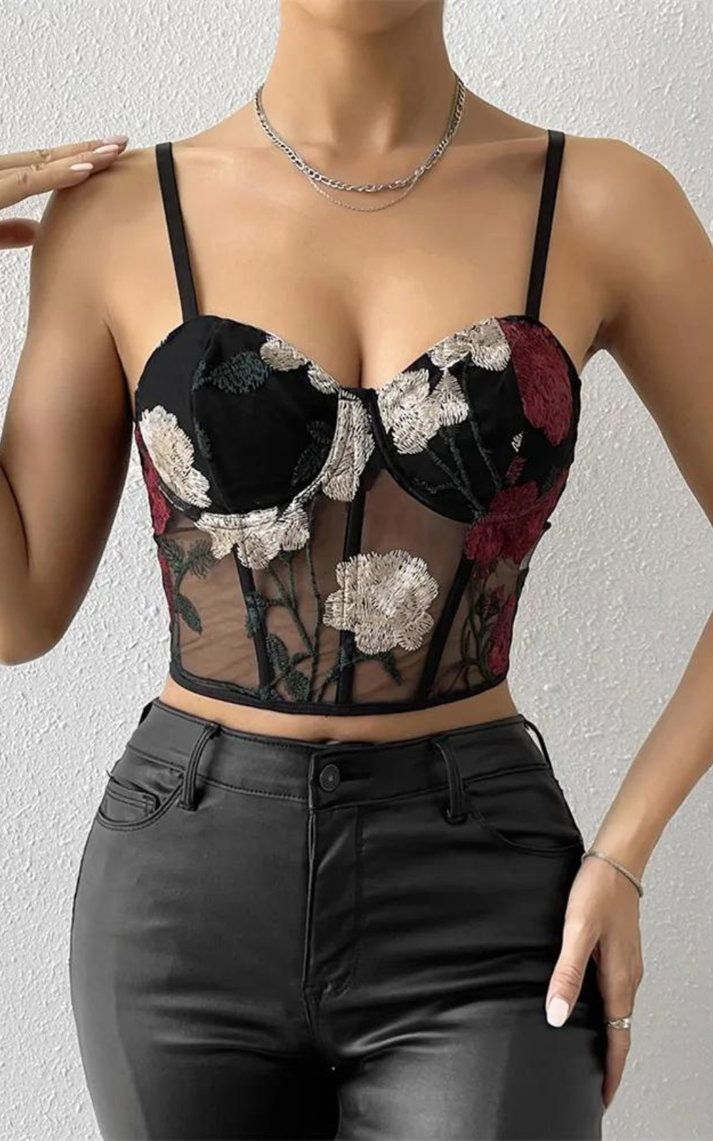 Corset Fleuri Noir