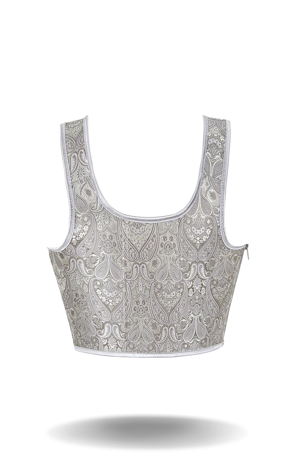 Bustier Corset à Lacets Argenté