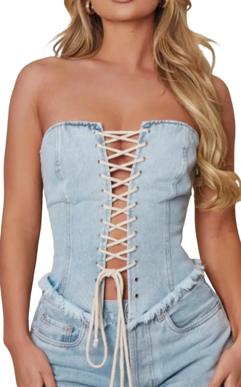 Corset en Jean Combinaison Bleu