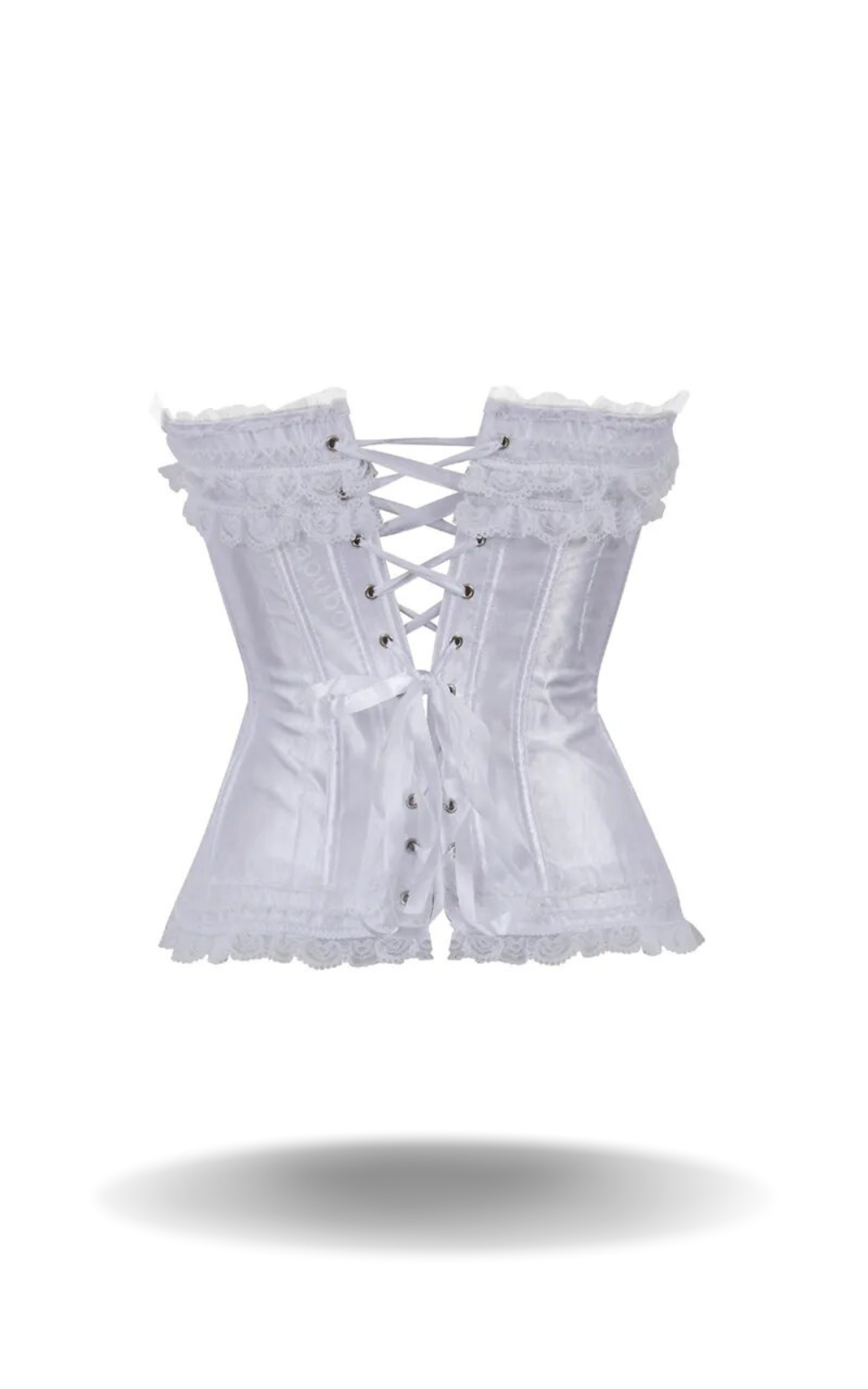 Corset Blanc Satin Nœud Papillon
