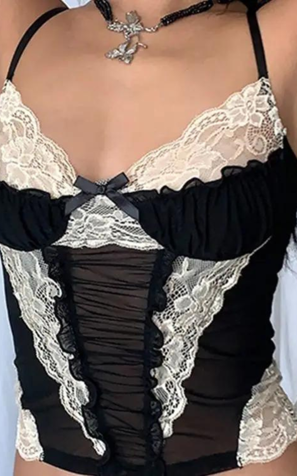 Corset Noir à Dentelle Court