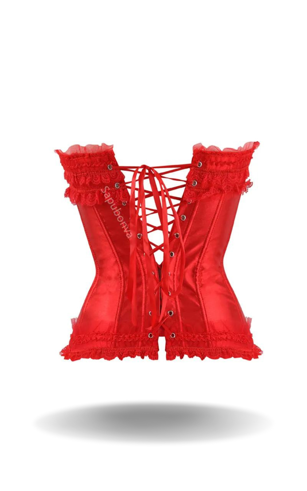 Corset Rouge Satin à Nœud Papillon