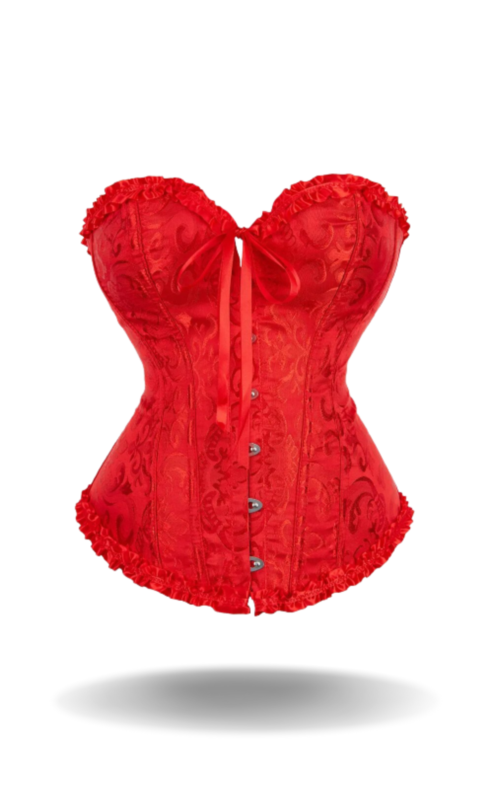 Corset Rouge Bustier à Dentelle Florale