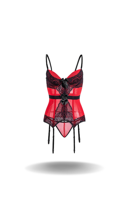 Corset Rouge Porte Jarretelle