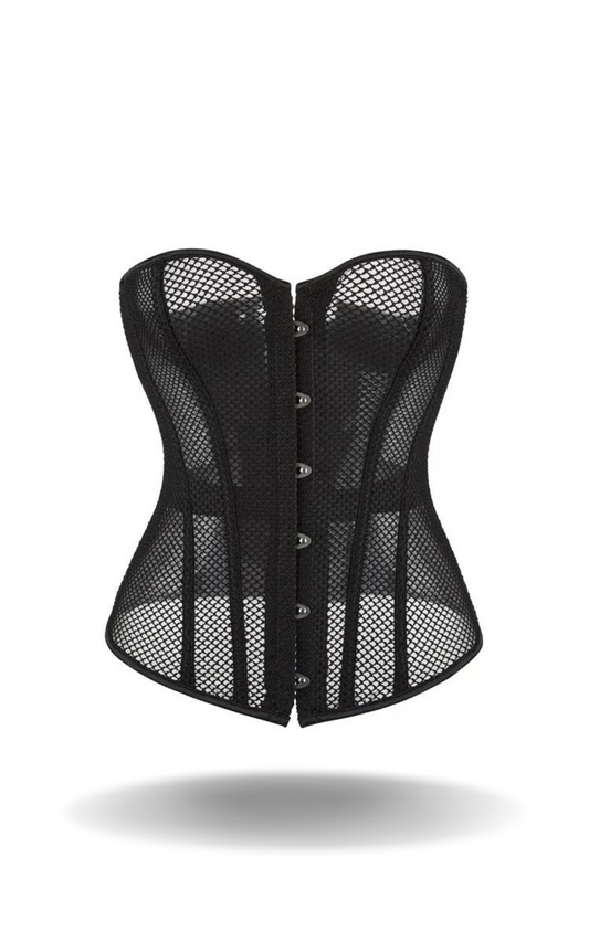 Corset Transparent Noir en Maille