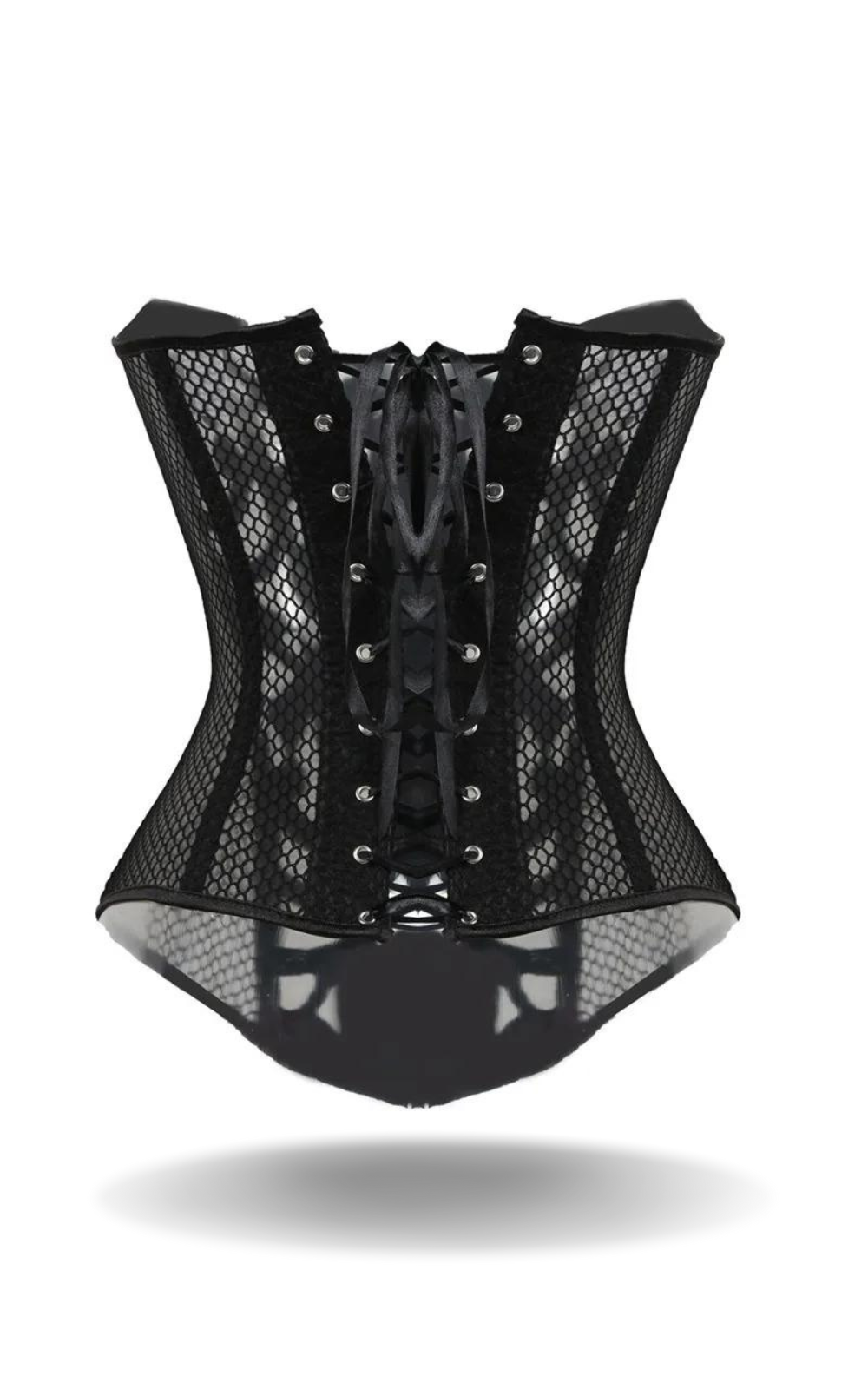 Corset Transparent Noir à Motif