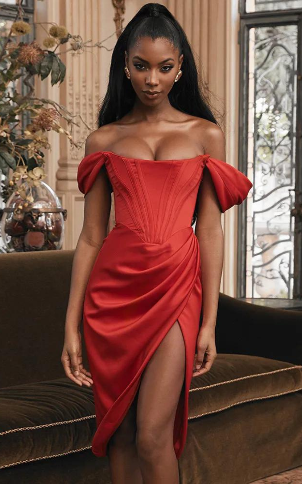 Corset Rouge Robe Satin