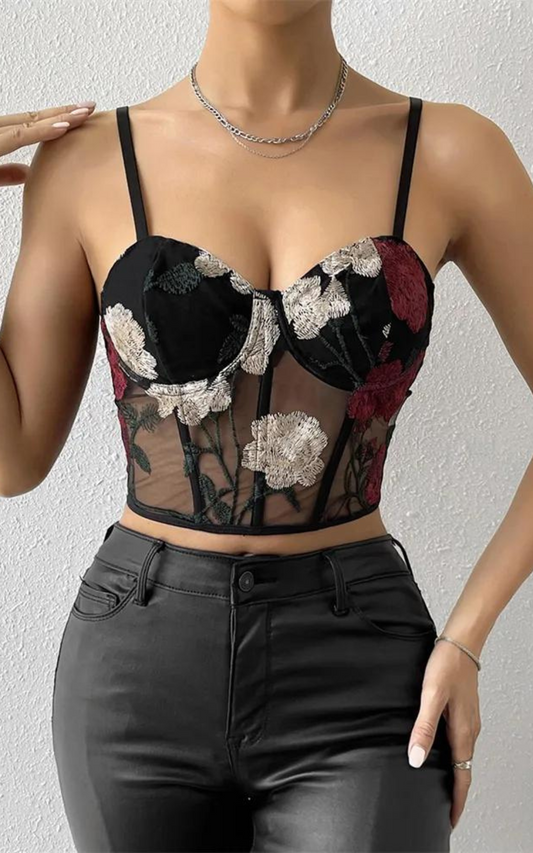 Corset Fleuri Noir