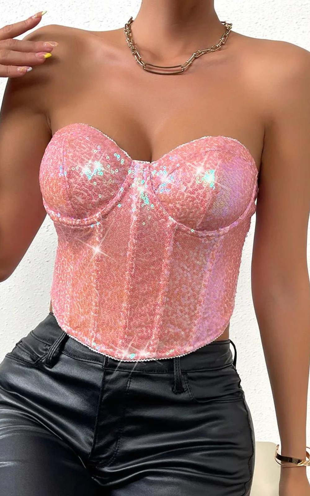 Corset Rose Paillettes