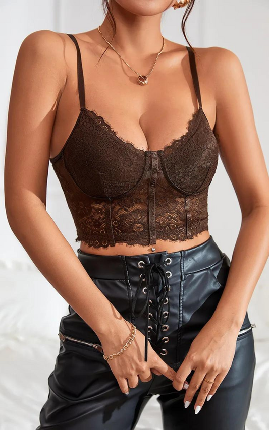 Corset Marron Dentelle