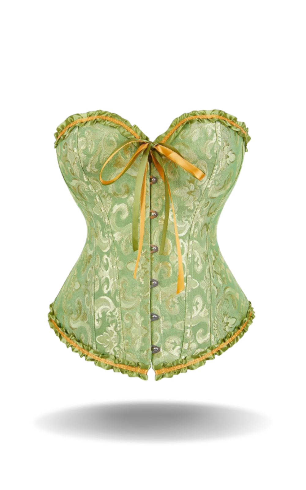 Corset Vert Bustier à Dentelle Florale