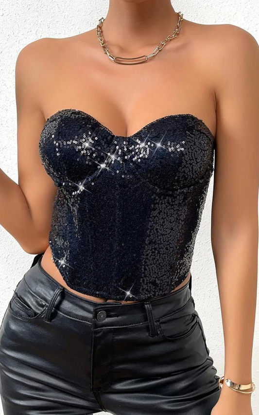 Corset Noir Strass