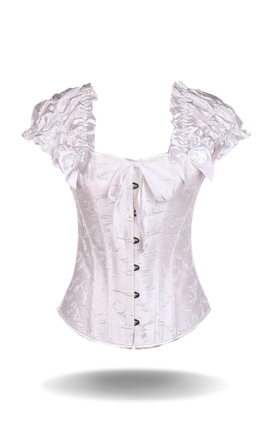 Corset Blanc Bustier avec Volant