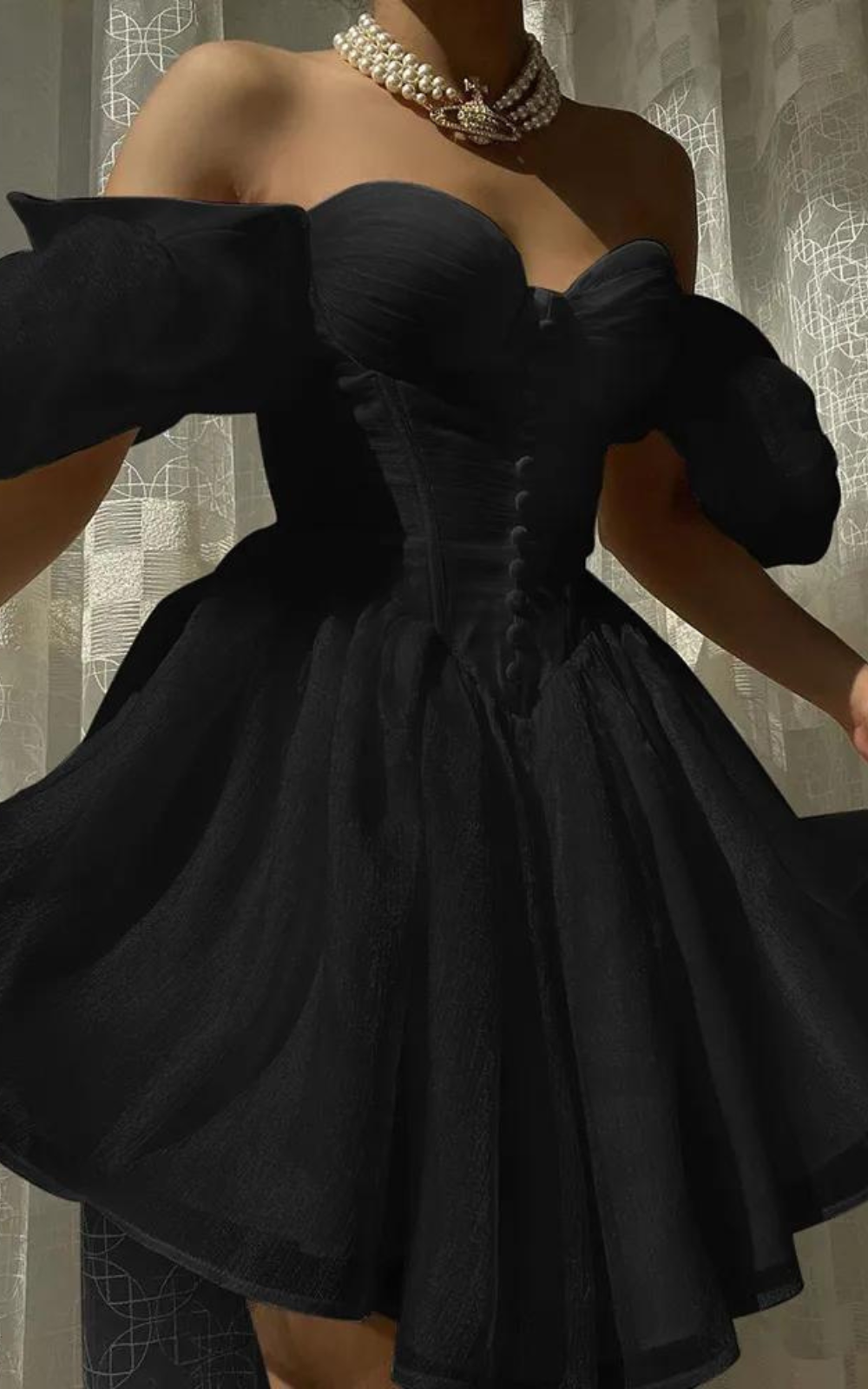 Robe Corset Manche Bouffante