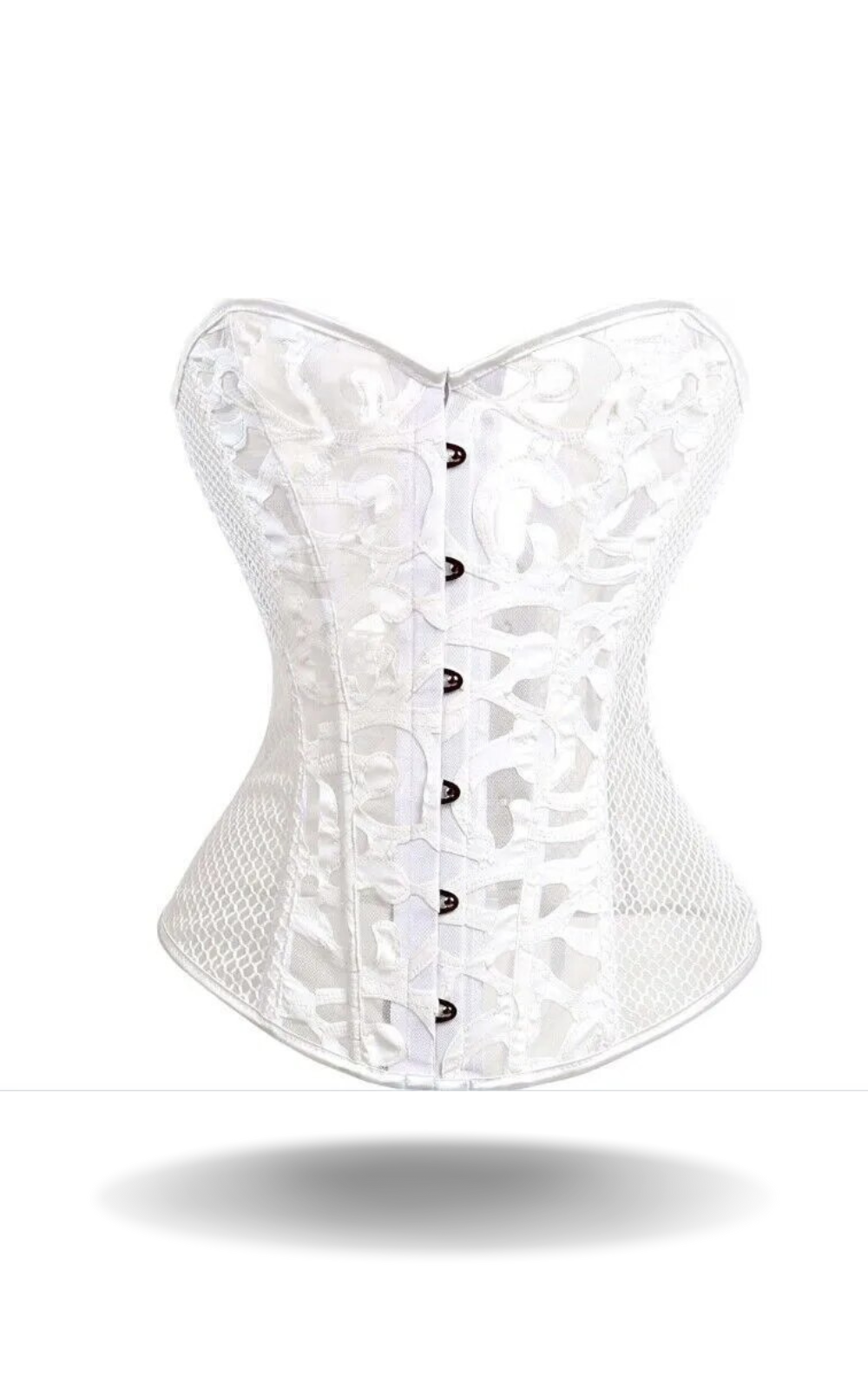 Corset Transparent Blanc à Motif