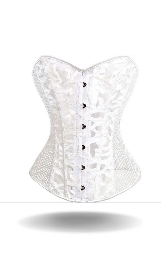 Corset Transparent Blanc à Motif