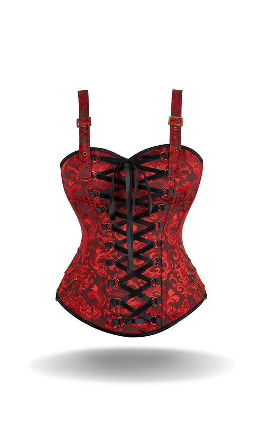 Corset Rouge et noir avec Bretelles