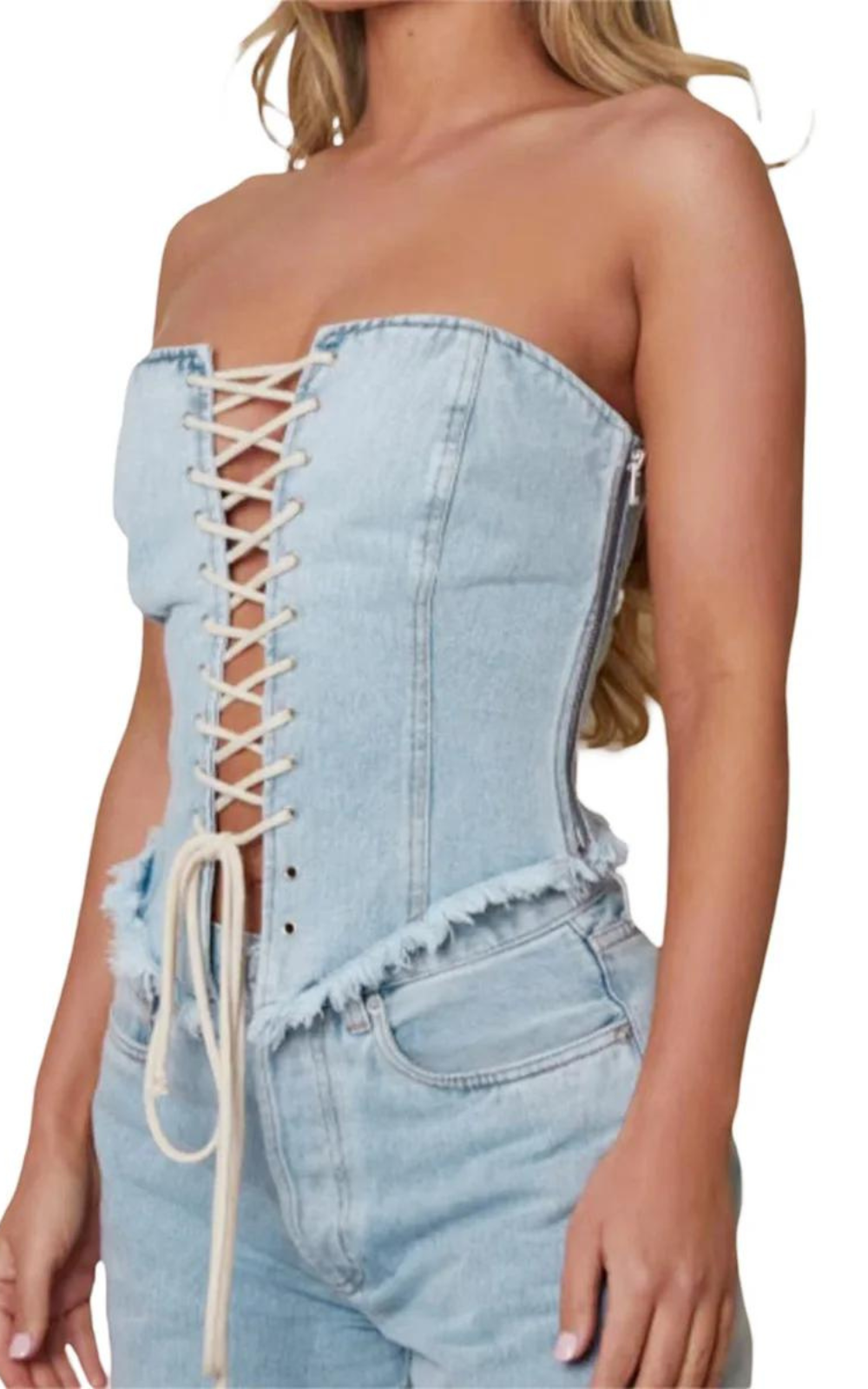 Corset en Jean Combinaison Bleu