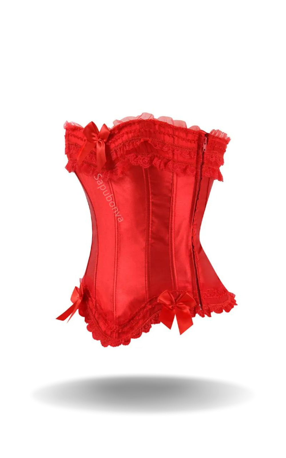 Corset Rouge Satin à Nœud Papillon