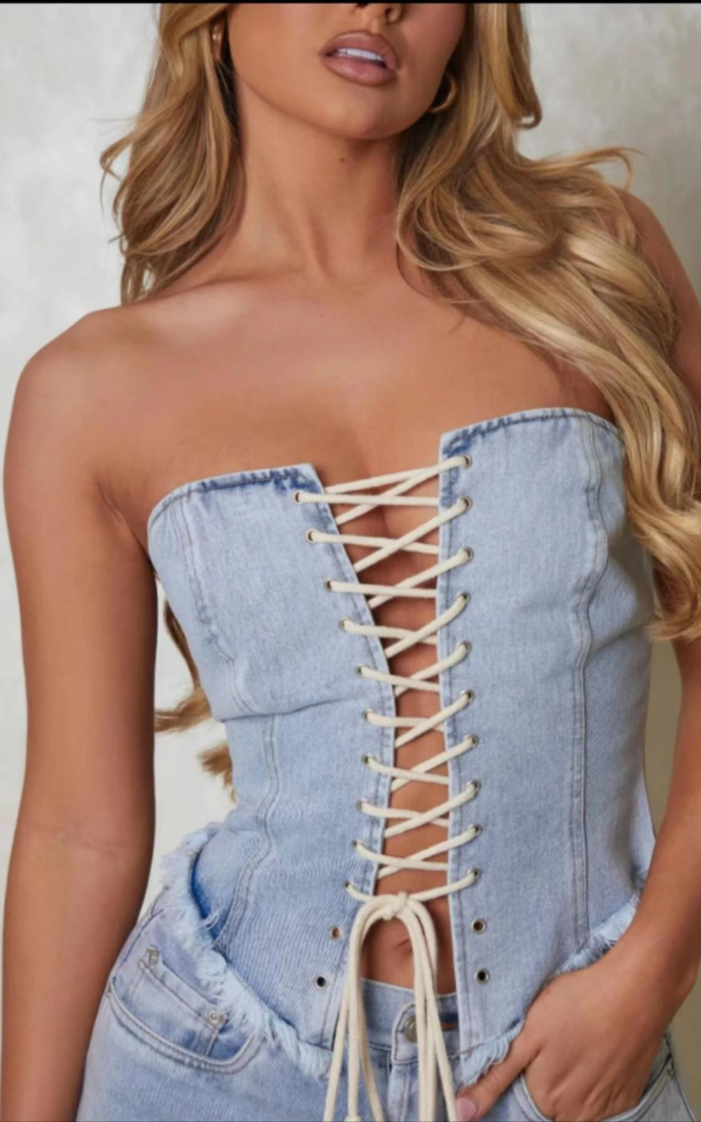 Corset en Jean Combinaison Bleu