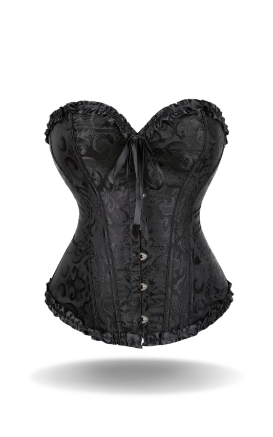 Corset Noir Bustier à Dentelle Florale