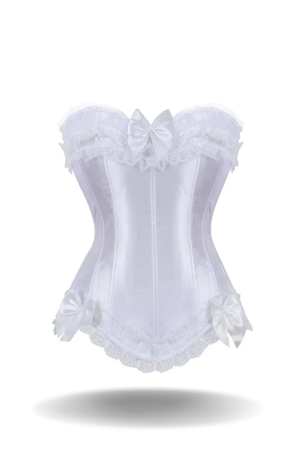 Corset Blanc Satin Nœud Papillon