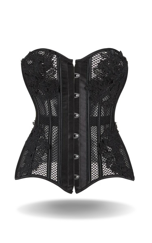 Corset Transparent Motif à Fleurs