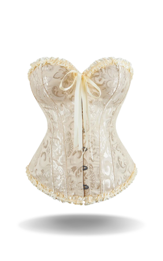 Corset Doré Bustier à Dentelle Florale